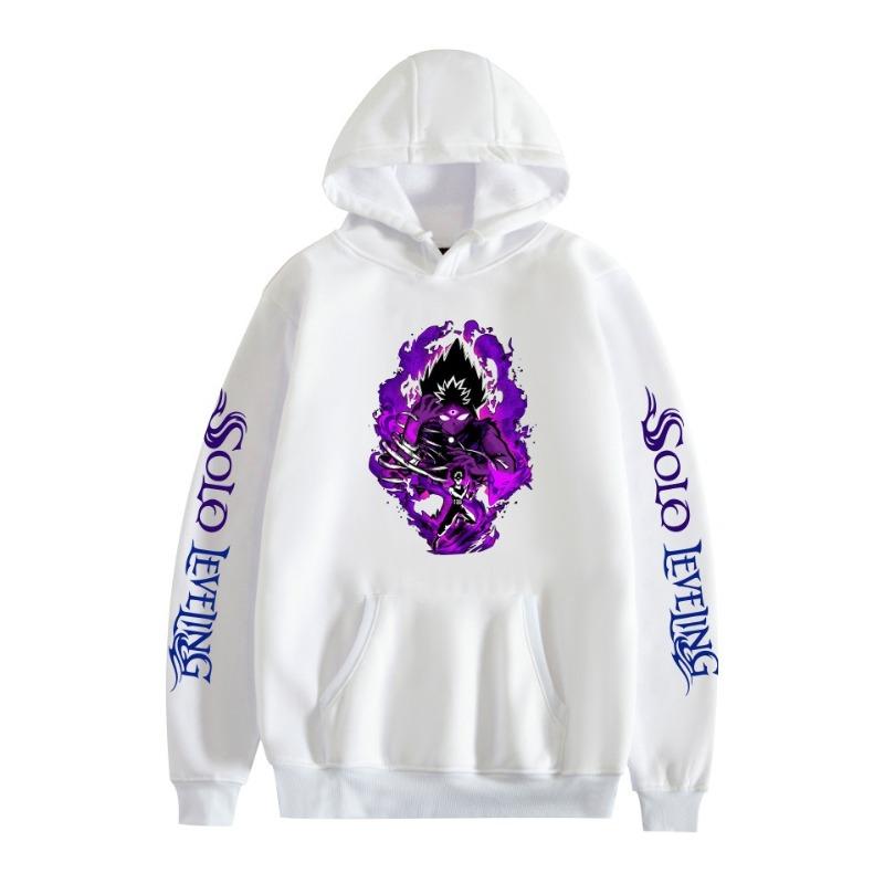 Harajuku Anime Solo Leveling Sung Jin-Woo Printed Hooded Men Women Aesthetic Hoodies Plus Size Pullover Harajuku Male Sweatshirt