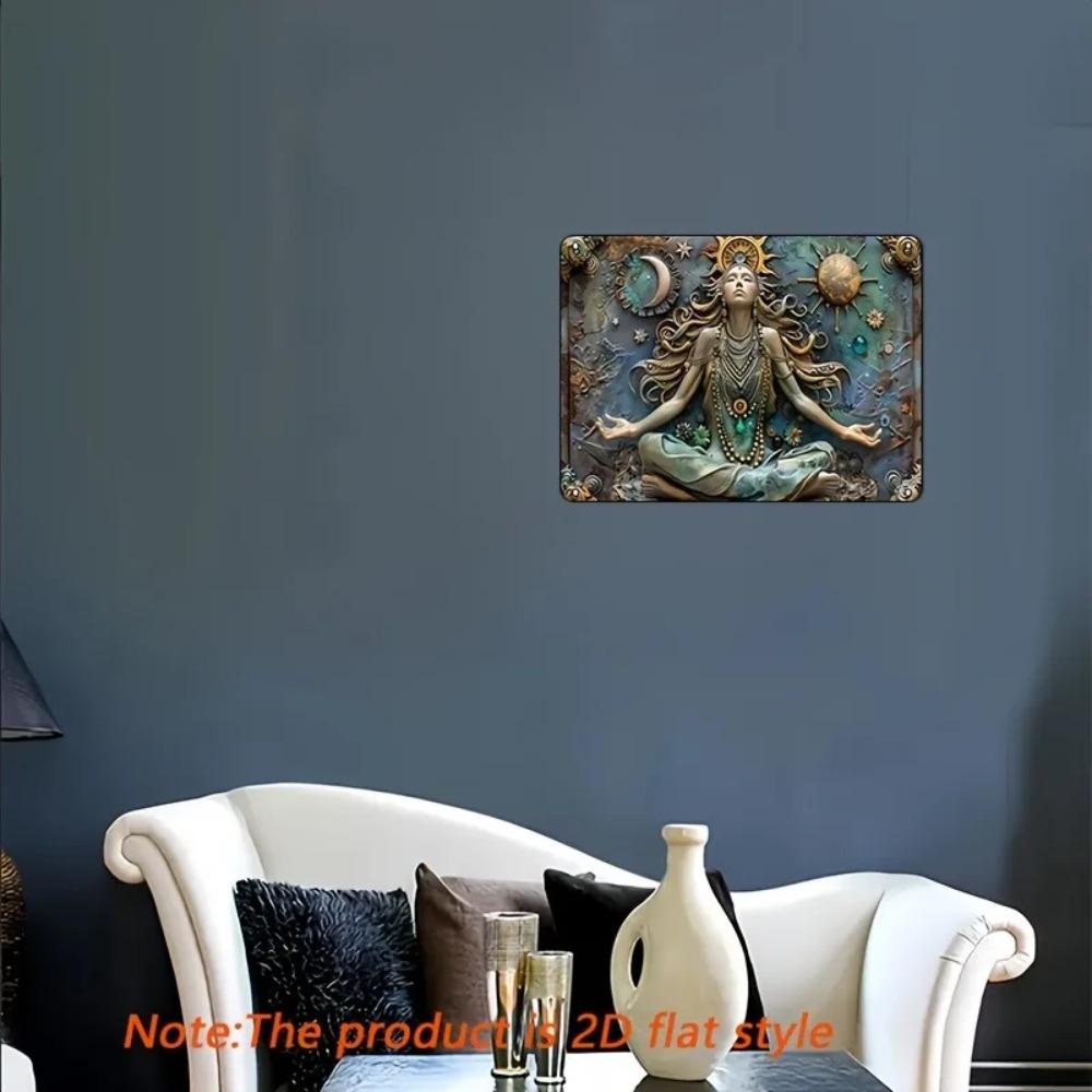 2DSunMoonYogaIronArt Classic Vintage Cast Iron SunandMoon Yoga Meditation Wall Art - 2D Multipurpose Iron Sign, Christmas