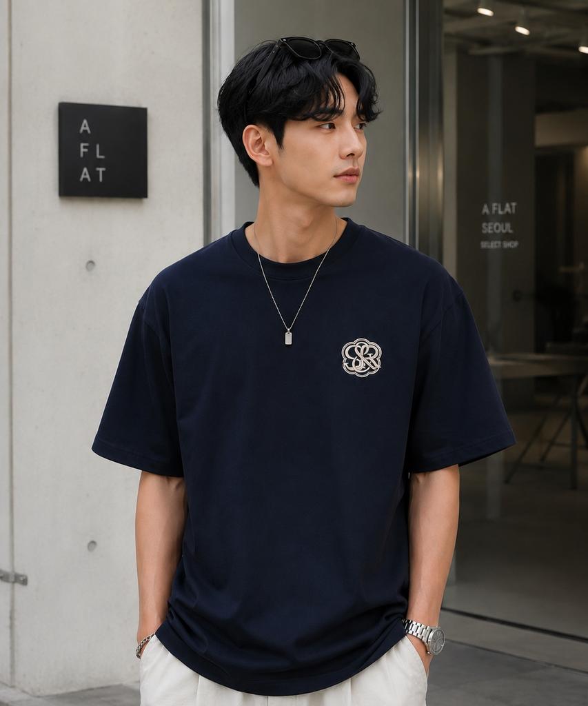 Seuteijial Signature Serve Short Sleeve T-Shirt [Navy]