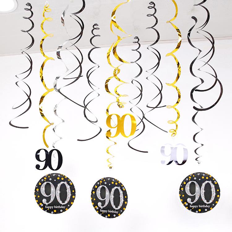 Birthday Party Spiral Hanging Decorations Set - 12 Pieces for 30th, 40th, 50th, 60th Celebrations