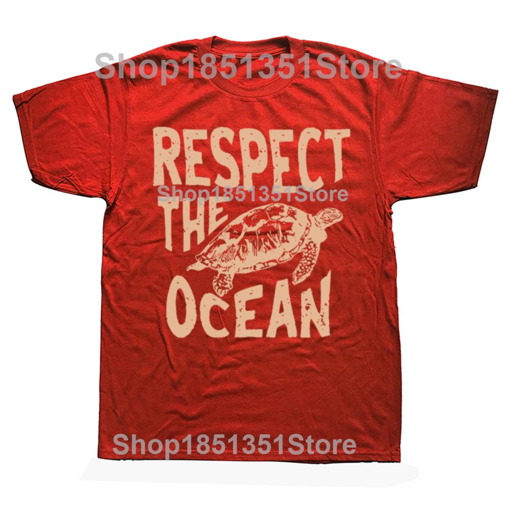 

Respect The Ocean Green Turtle T Shirt Men Oversized Clothes Hip Hop Breathable Short Sleeve Harajuku Summer Cotton TShirt S