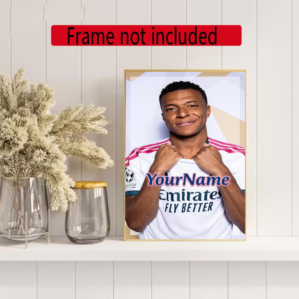 Mbappe Customize Your Name Diamond Painting Round Diamond Diy Frameless Holiday Artwork Suitable For Home Office Wall Decoration