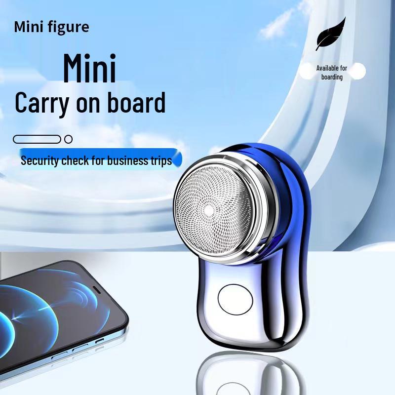 Rechargeable Men's Electric Shaver: Portable Beard Trimmer with Long-lasting Battery for Home, Travel, and Car Use.