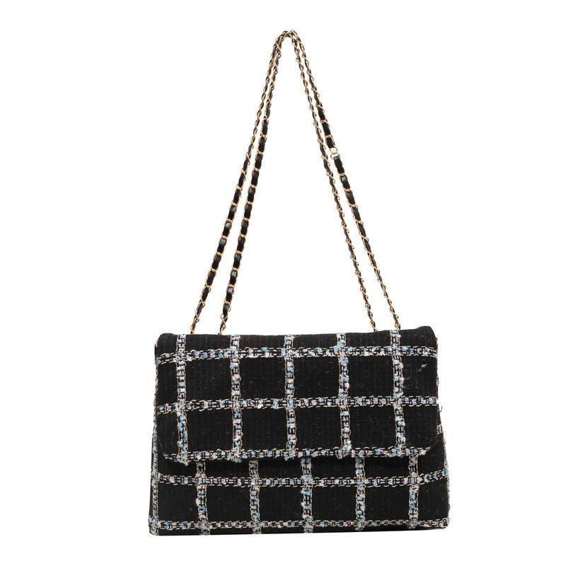 Chic Plaid Chain Shoulder Bag For Women Trendy Commuting Underarm Bag