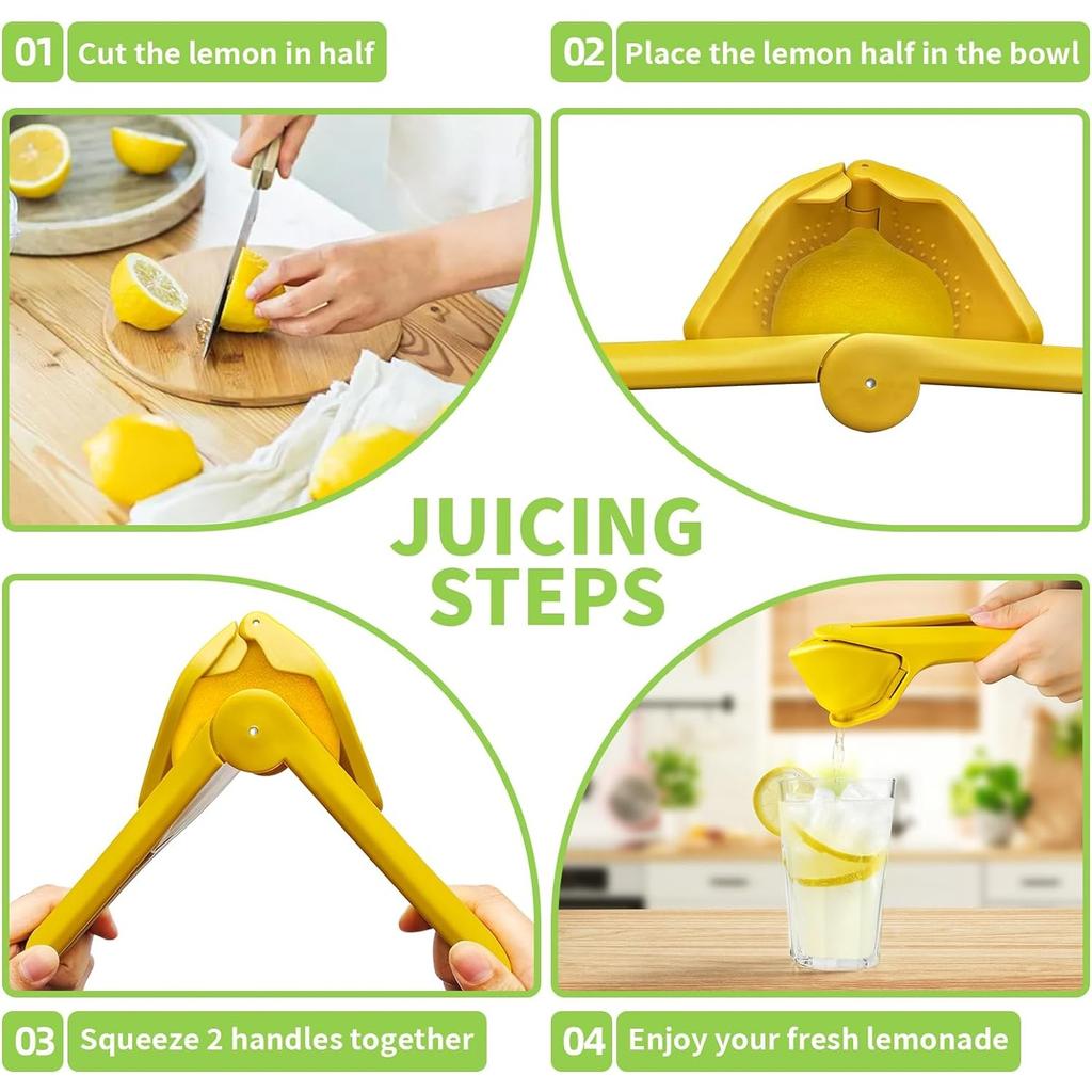 Handheld Lemon Juicer Squeezer Easy To Use Flat Lemon Squeezer with Leverage Squeezer and Built In Strainer for Orange Lime Kiwi