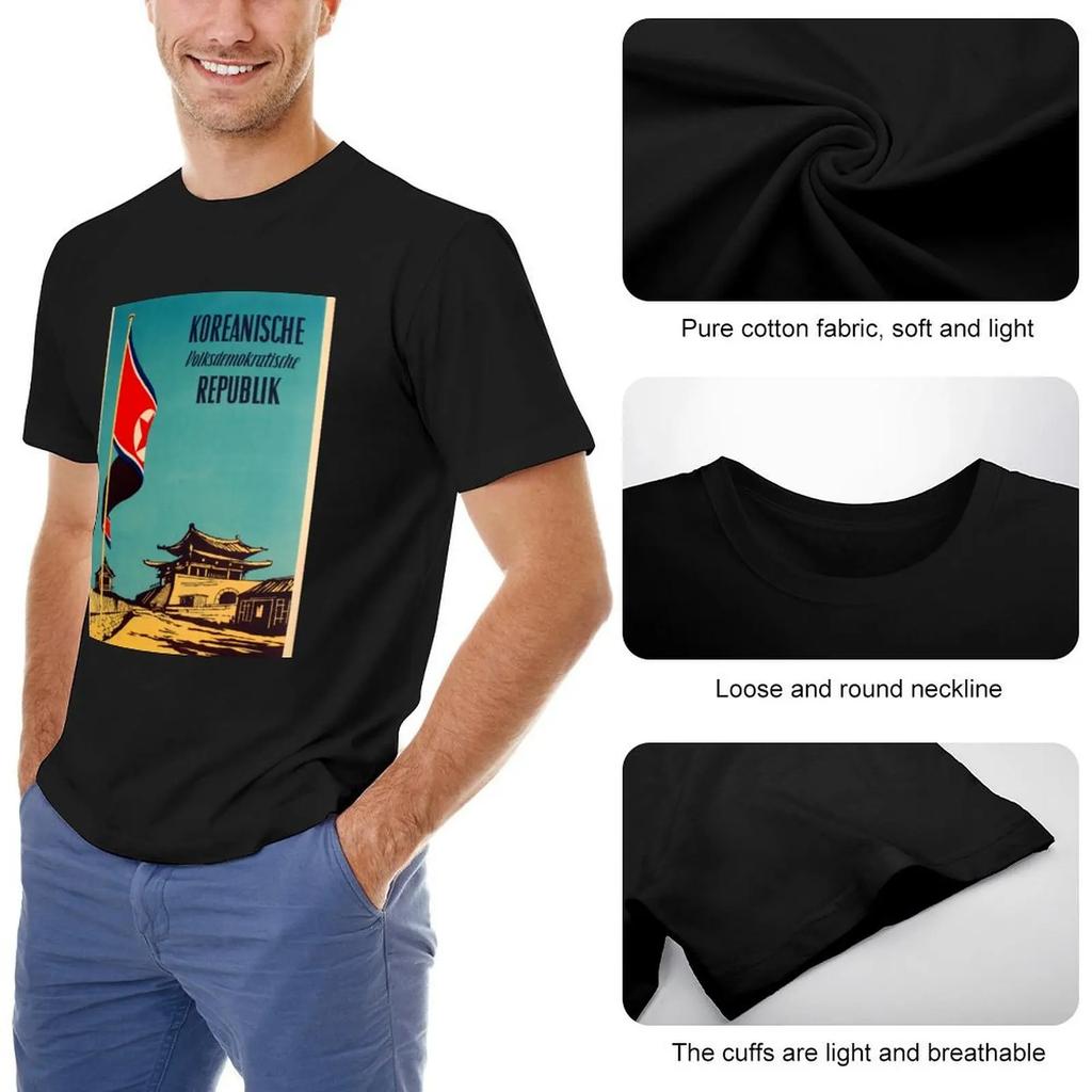 Koreanische Volksdemokratische Republik Vintage Travel Poster T-Shirt Vintage Graphic Tee Blouse Vintage Clothes Men Clothings