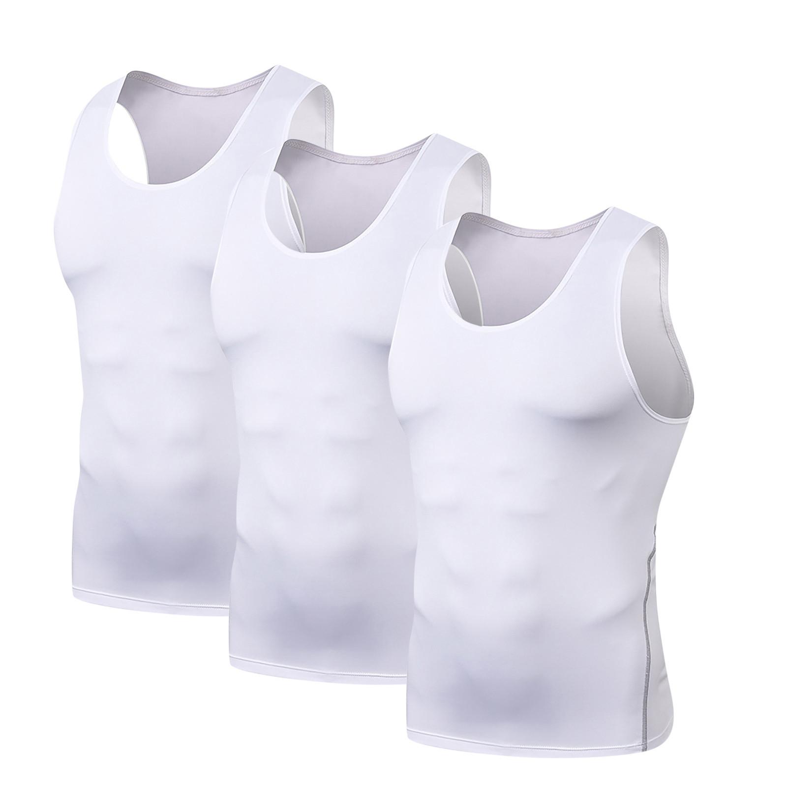 

Мужская комплект из 3 быстросохнущих компрессионных рубашек для похудения, формирователь тела, жилет для тренировок, майки для пресса, майки для живота XXXL белый