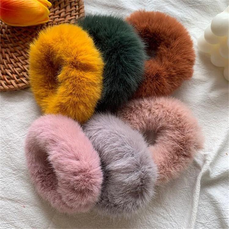 Women Hair Accessories Fluffy Scrunchie Elastic Ponytail Colorful Pom Pom Hair Ties Faux Fur Hair Scrunchies