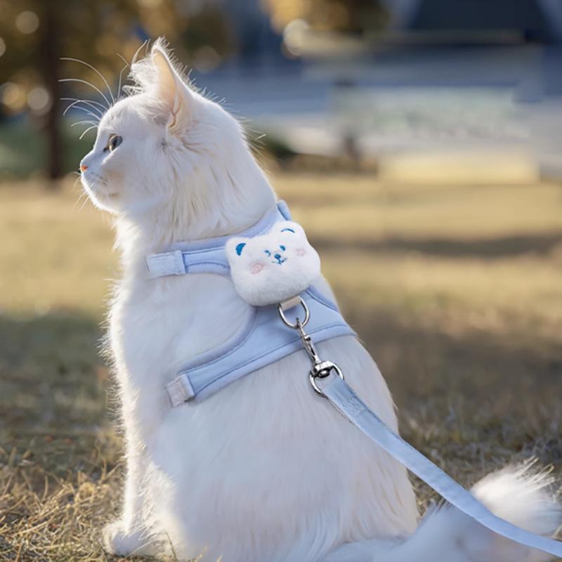 Escape-Proof Cat Harness with Leash - Cute Bear Design Lightweight Comfortable Pet Vest