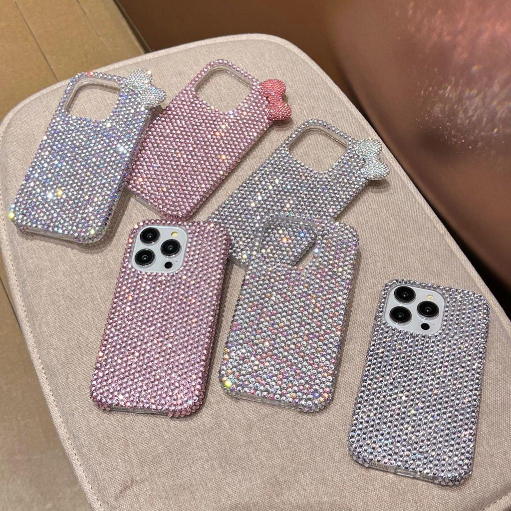 Luxury Drop-Proof Diamond Bow Case for iPhone 16 Pro Max, fits Apple 17