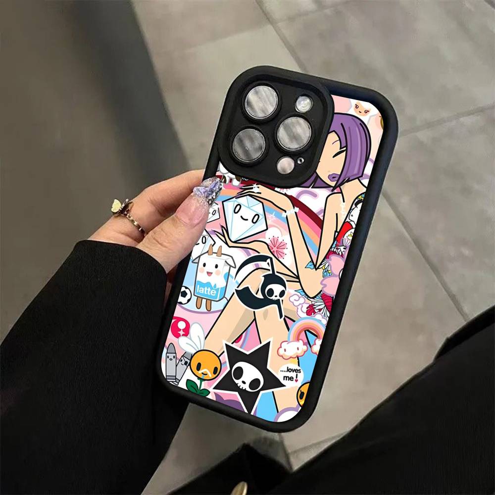 Japan Tokidokis For iPhone 17 16 15 14 13 12 11 Pro Max Plus Black Full Coverage Soft Funda Silicone Cover