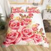 Rose Bedding Set Rose Floral Duvet Cover Set For Kids Boys Girls Romantic Flowers Comforter Cover Botanical Floral Quilt Cover