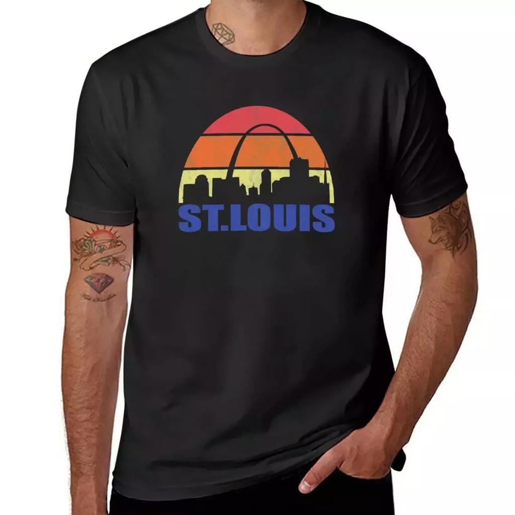 Vintage St. Louis Skyline - St. Louis Missouri Arch T-Shirt quick-drying kawaii clothes T-shirts for men cotton