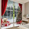 Snow Scene Tree Pattern Printed Curtains Christmas Decorations Home Room Curtain Set Of 2 Made Polyester Washable