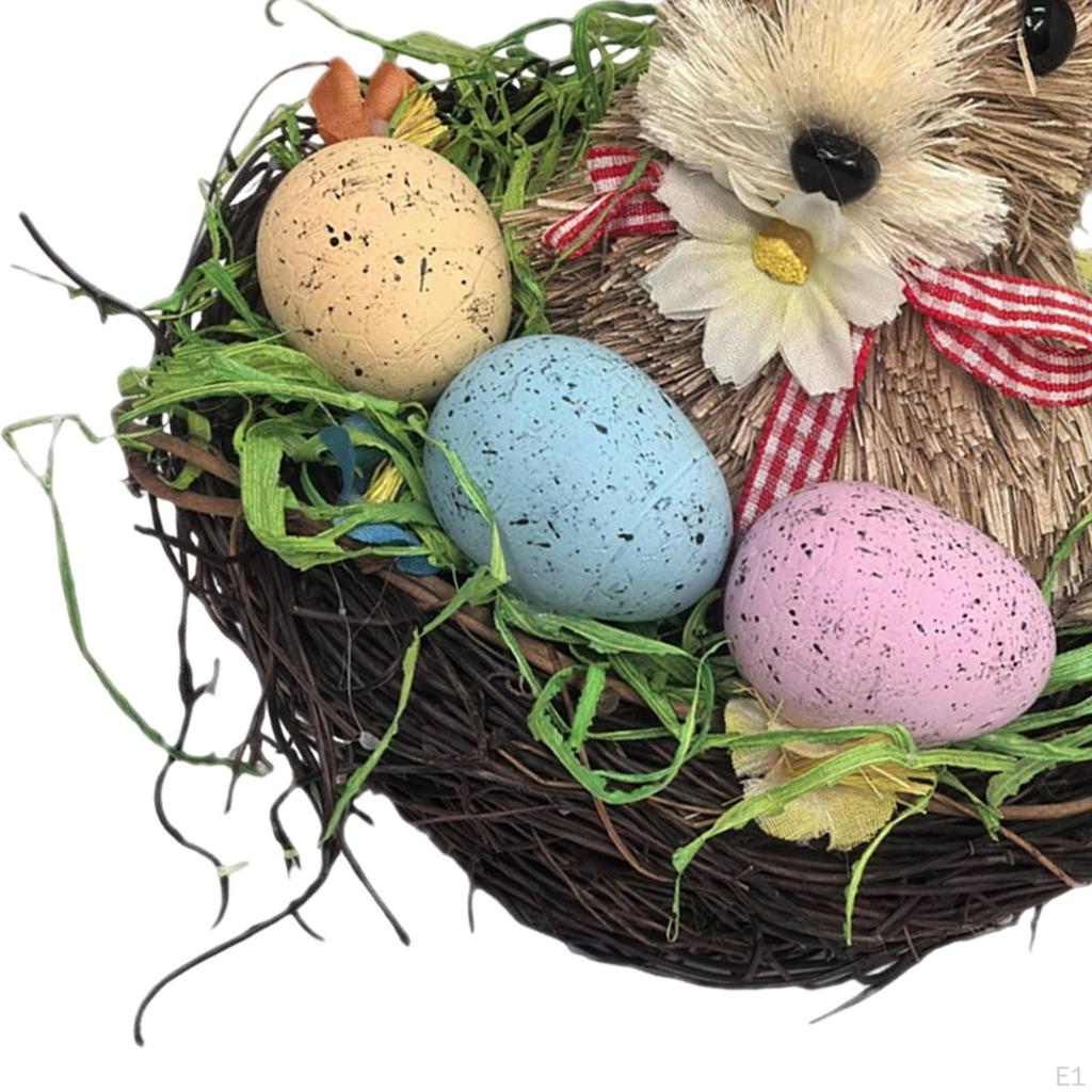 Gewebter Osterhasenkorb, Kaninchenfiguren, Desktop-Dekoration, Eier, Süßigkeiten für draußen