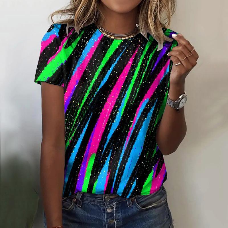 

Летние женские футболки Модные топы с коротким рукавом с 3D-принтом Женская винтажная одежда Футболки больших размеров с круглым вырезом Футболки Harajuku 2XL