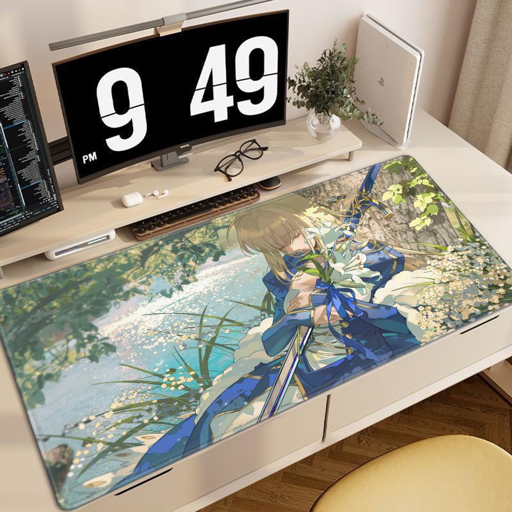 XXL Game Mousepad FateGrand Order Saber Anime Mouse Pads Keyboard Pad Office Accessorie Computer PC Gaming Nonslip HD Desk Mat
