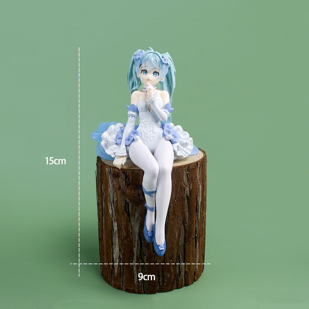 Japanese Anime Figure 15cm Hatsune Miku Kawaiii Girl Sitting In a Chair PVC Model Doll Toys Collection Chrismas Gift