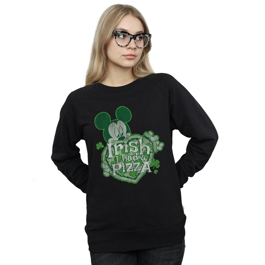 Disney Womens/Ladies Mickey Mouse Shamrock Pizza Sweatshirt