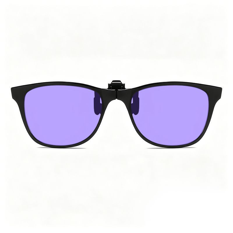 Fold-up Gaming-Specific Anti-Blue Light Clip-Ons Ultra-Lightweight Eye Protection Eyewear (Tea Purple and Blue Lenses)