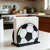 Personalized Sports Napkin Holder Ball for Table, Freestanding Wooden Dispenser, Themed Tabletop Tissue Towel Theme Birthday Party Supplies