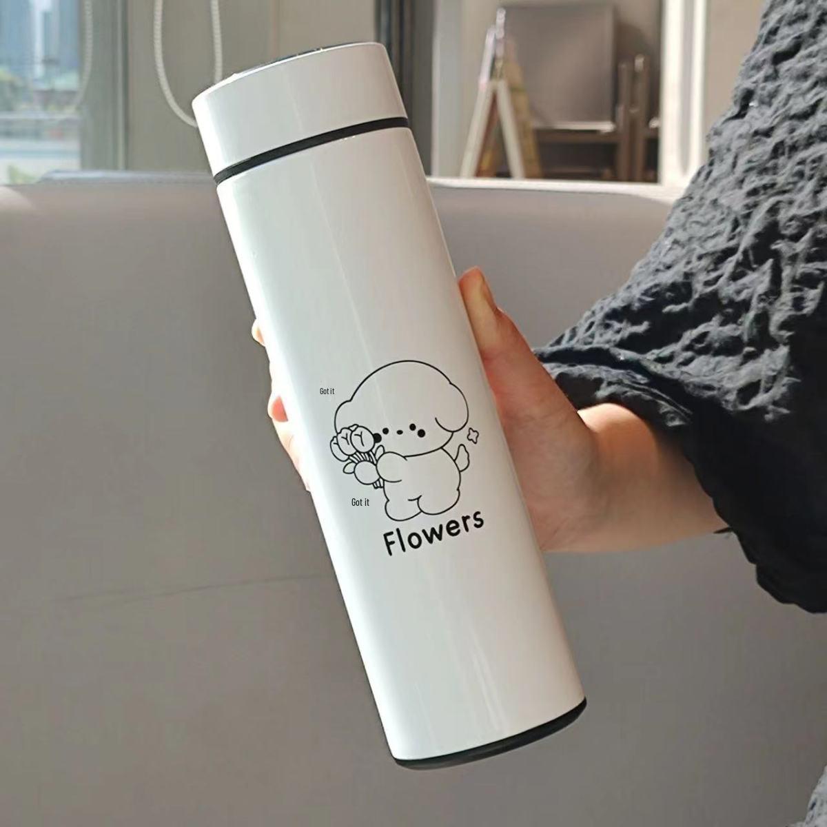 

Little Dinosaur Insulated Cup – Cute Korean Style with Smart Temperature Display, Perfect Birthday Gift for Girls. Dog 500ML