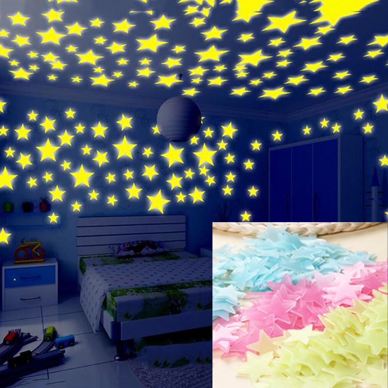 50PCS Kids Bedroom Fluorescent Glow In The Dark Snowflake Wall Stickers Gift