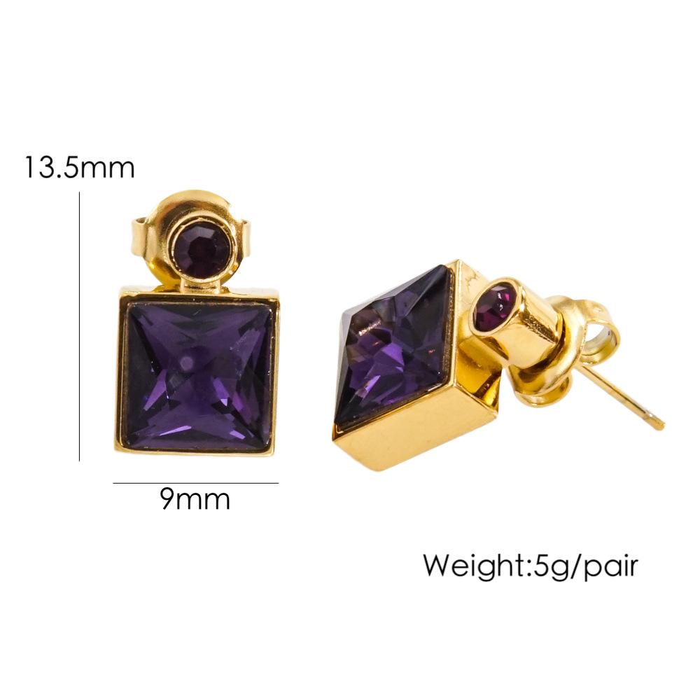

CARLIDANA Tiny Simple Square Zircon Earrings Stainless Steel 14k Gold Plated Earrings Colorful Crystal Stud Earrings for Women