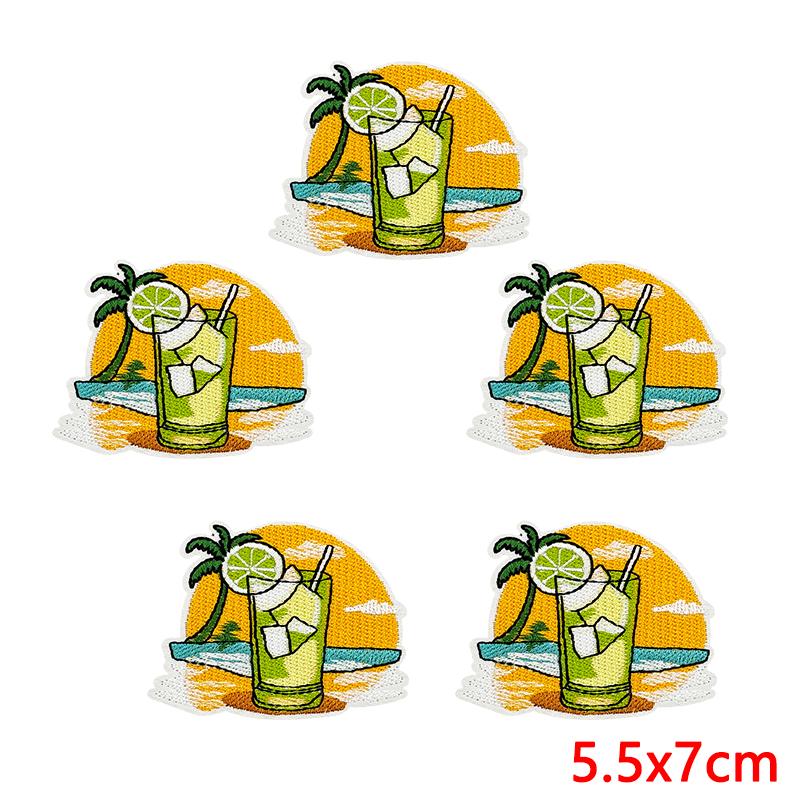 10pcs Lots Summer Wave Slippers Embroidered Patches On Clothes Shell Coral Patch Iron On Patches For Clothing Hats Jackets Diy