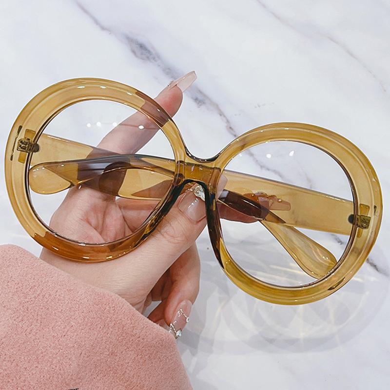 Oversized Green Round Reading Glasses Elegant Fashion Anti Blue Light Computer Glasses Women Men Finished Presbyopia Eyeglasses