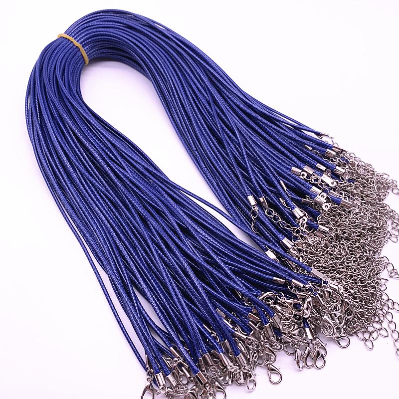 New 5pcs 2mm Leather Cord Wax Rope Chain Necklace Extender Chain Lobster Clasp DIY Jewelry Accessories