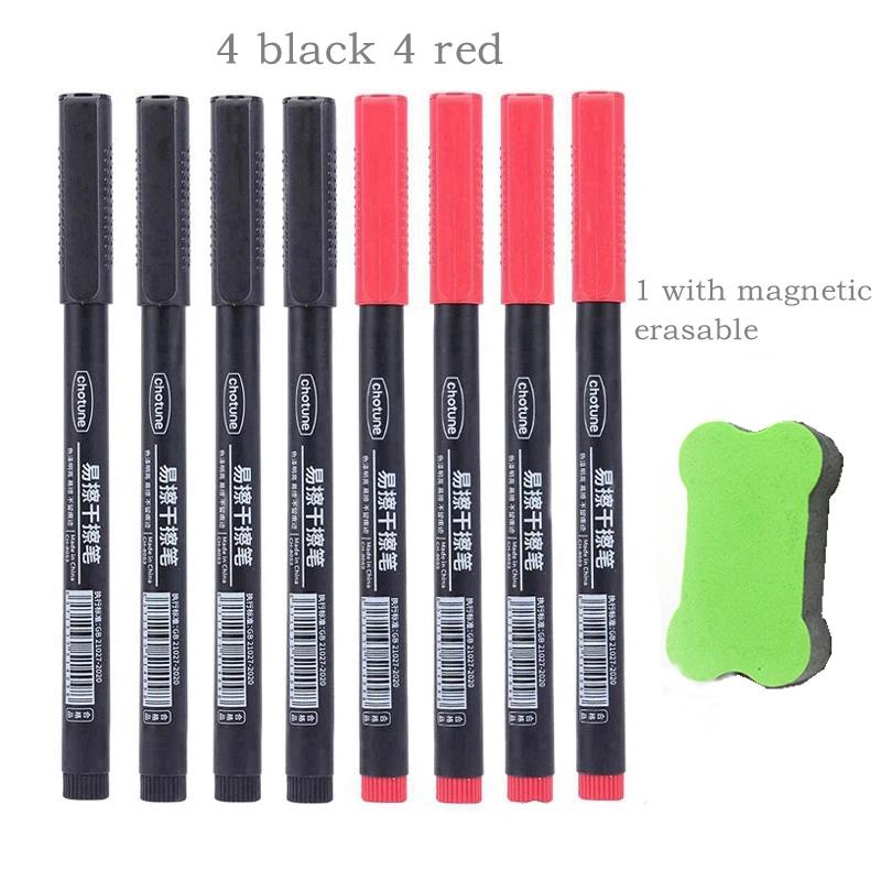 8 buc Marker Whiteboard Șters 0.5mm Vârf Fin Cerneală Neagră/Albastră/Roșie Marker Tablă Școală Birou Artă Scris Papetărie