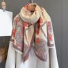 65*185Cm Warm Thickened Scarf For Women Long Tassel Pashmina Floral Shawl Faux Cashmere Warps Autumn Winter Blanket For Daily