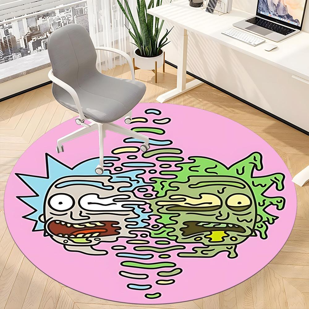 Tappeto Rotondo da Ufficio Rick e Morty, Antiscivolo, Morbido e Durevole, per Decorazione d'Interni, Perfetto per Ufficio, Bella Decorazione