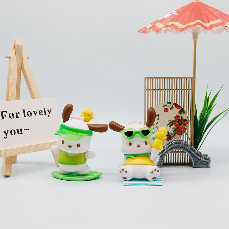 Swimming Sunglasses Pochacco Ring Ice Cream Cartoon Model Set Figurine Ornament