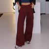 [American] Vintage Multi-pockets Patchwork Loose Cargo Gyaru Straight Wide-Leg Pants
