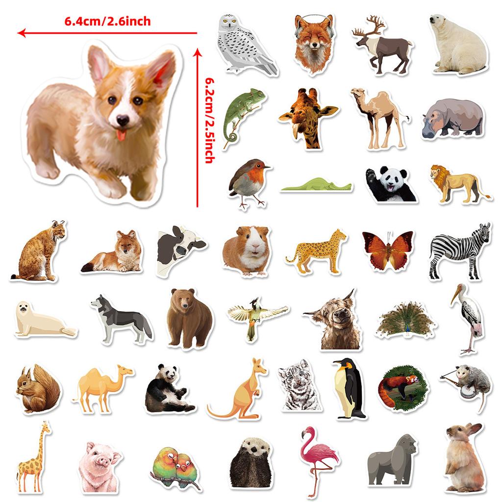 Creative Sticker Pack 50 Zoo Stickers Computer Water Cup Mobile Phone Waterproof Graffiti Realistic Little Animals