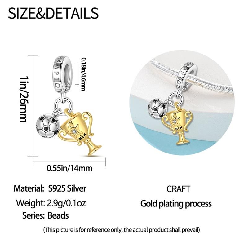 New 925 Silver Win The Championship Charms Pendant For Women Fit Bracelet DIY Birthday Party Jewelry Gifts