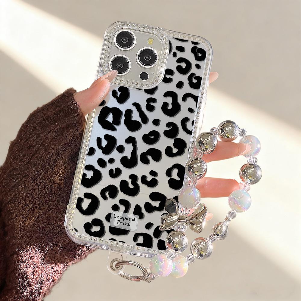Bracelet Chain Phone Case For iPhone 17 16 15 13 14 for 17Air 17 12 14 16 Pro 17 14 16 Pro Max Sparking Diamond Cute Pattern Hard Cover With Lanyard