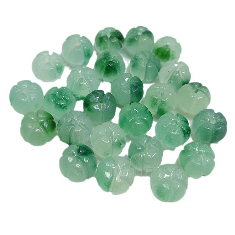 Green Pumpkin-Shaped Jade Beads, 6x10mm, for DIY Jewelry - Bracelet & Necklace Accessories
