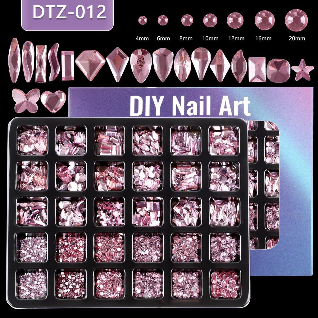 Nail Art 30 Grid Boxed Nail Art Flat Bottom Special-Shaped Diamond Transparent Ab Big Red Nail Rhinestone Nail Art Jewelry