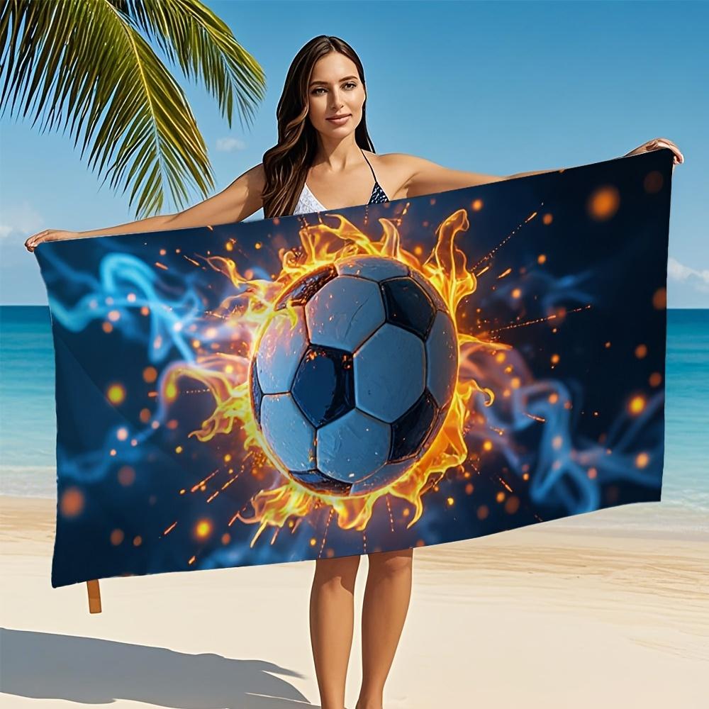Football and Water Fire Ultra-Fine Microfiber Towel Lightweight Quick Drying, Highly Absorbent, Contemporary Style