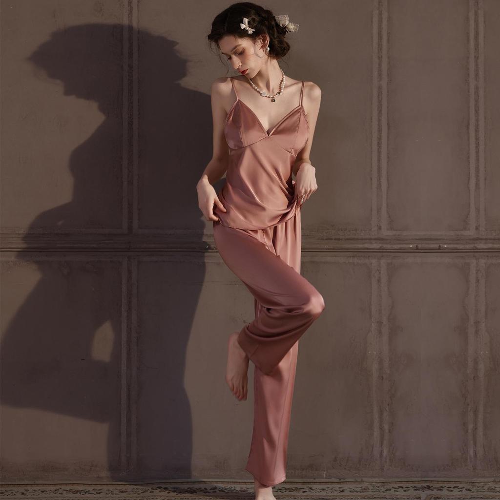 Pure Desire Ice Silk Camisole and Pants Set: Women's Spring/Summer Lightweight Pajamas