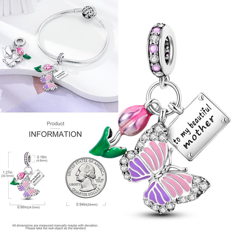 Copper Dragonfly Butterfly Pendant Charms Bead Fit Original Bracelet Bangle Women Jewelry Girl Making Beads