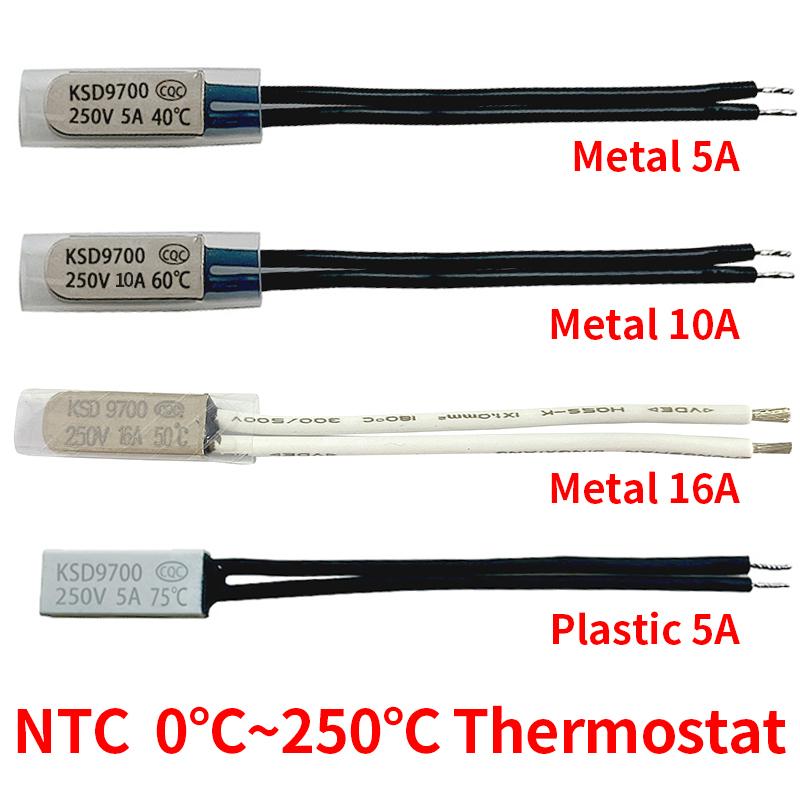 100pcs Thermostat 40C-150C KSD9700 100C 105C 110C 115C 120C Bimetal Disc Temperature Switch Thermal Protector degree centigrade 40C