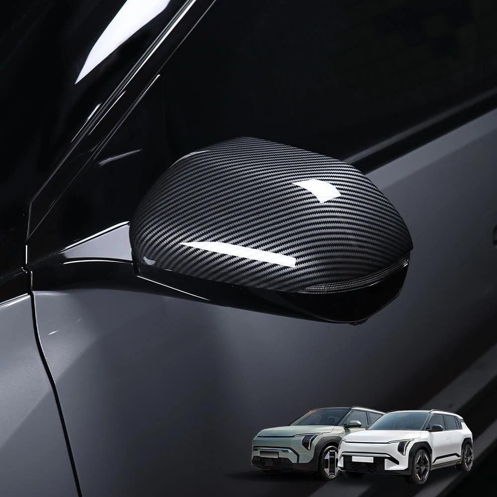Černý kryt zrcátka pro Kia EV3 2026 Vnější kryt krytu zpětného zrcátka Dekorace z uhlíkových vláken Vnější kryty zpětného zrcátka