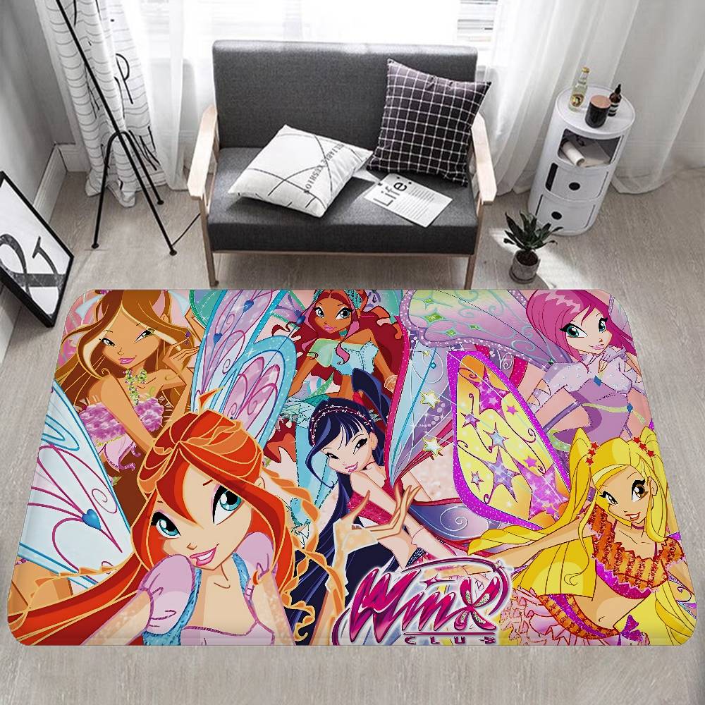 Girl-W-Winx Catoon Clubs Kitchen Mat Nordic Style Bedroom Living Room Doormat Home Balcony Anti-Slip Welcome Rug