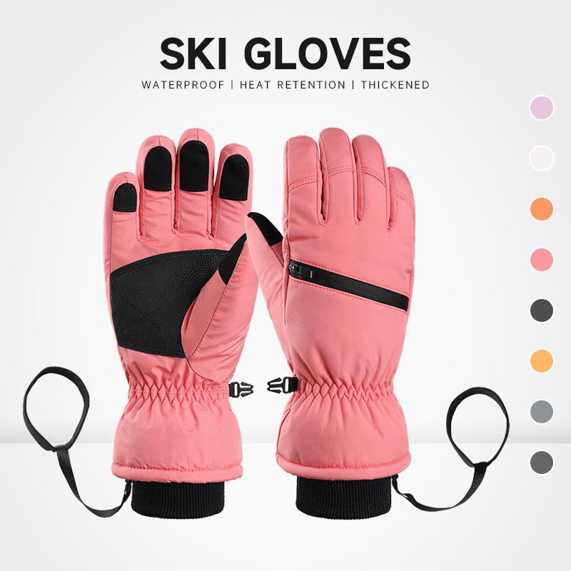 Winter Ski Gloves for Men and Women, Water-proof, Windproof and Warm, Thickened Non-slip Touch Screen Riding Gloves