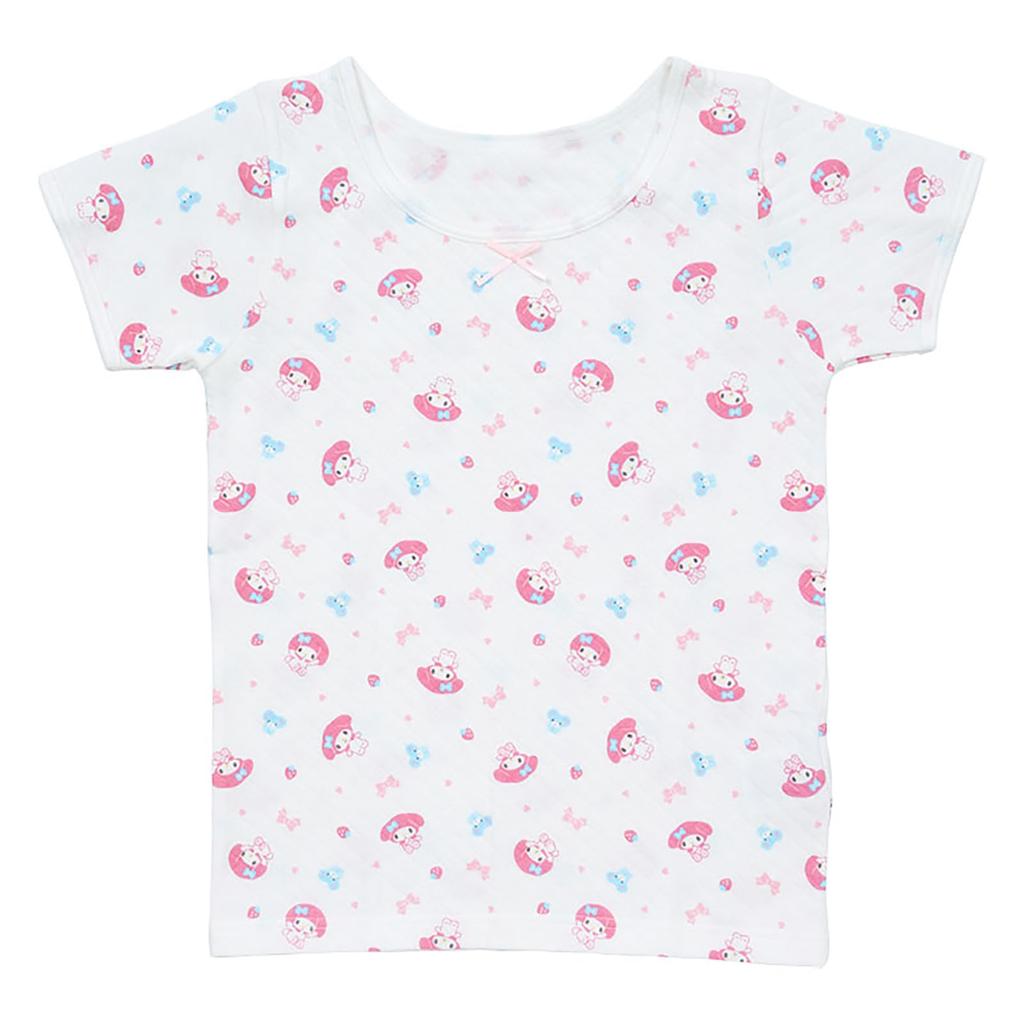 Sanrio Quilted Short Sleeve Undershirt Set My with Name 2 226131 Kids' (2 Pieces), Melody, 120cm, Cotton, Tags, Patterns,