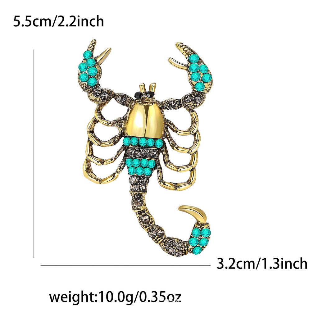 Retro Scorpion Insect Brooch with Alloy and Inlaid Diamonds - European and American Creative Fashion